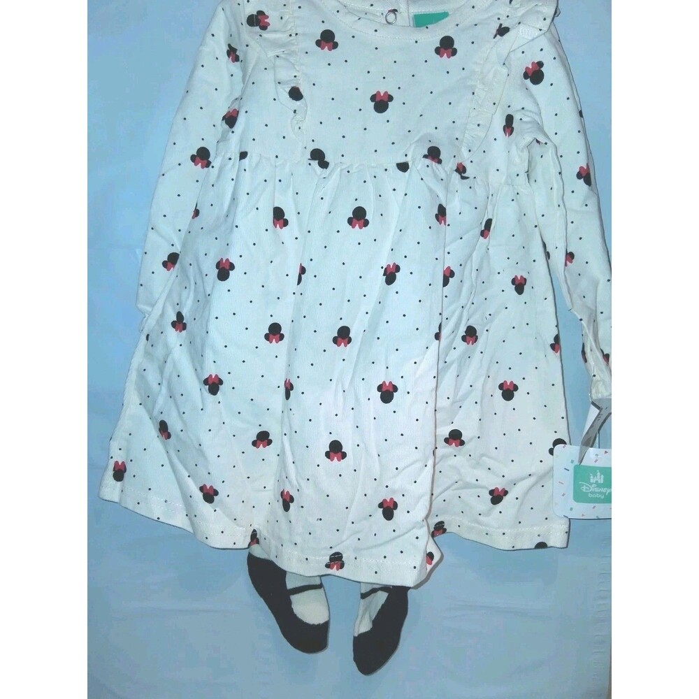 NWT Disney Baby 2 Piece Dress And Tights Playwear Minnie Mouse Size 18 Months